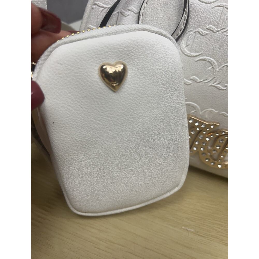 JUICY COUTURE Monogram/Gold White Satchel Bag With Bonus Mini Bag NWT - Picture 5 of 14